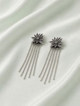 Axora Life - 925 Sterling Silver Floral Silver Drop Earrings