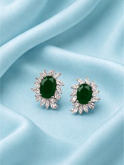 Axora Life - 925 Sterling Silver Ear Studs - Green