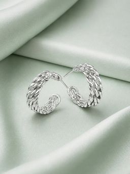 Axora Life - 925 Sterling Silver Ear Half Hoops - Silver