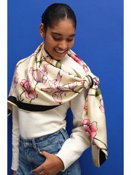 Janavi India - The Flower Bed in Twill Silk Scarf