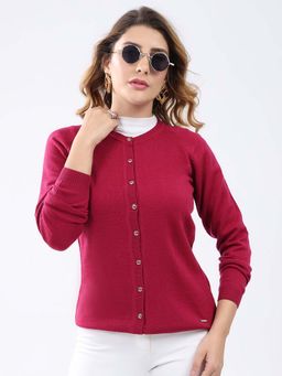 Monte Carlo - Pink Women's Round Neck Full Sleeve Cardigan