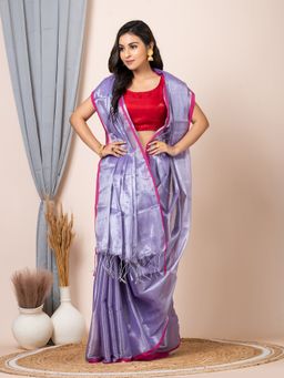 LAA CALCUTTA - Lavender Dual Tone Tissue Saree with Unstitched Blouse