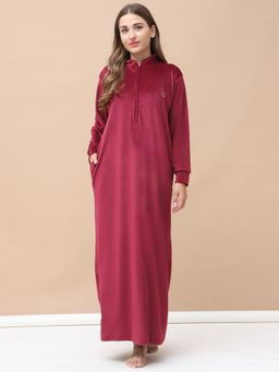 Secret Wish - Solid Maroon Velvet Nighty