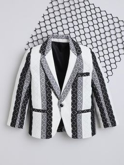 Mini Stitch - Grey Printed Blazer