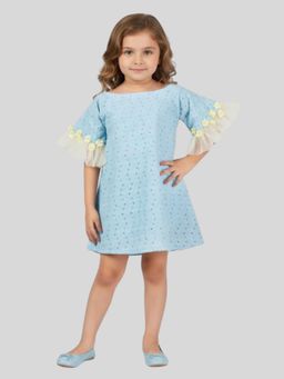 Pink Cow - Blue Self Design Dress