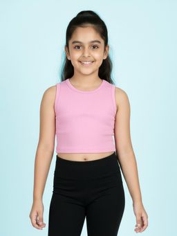 KiddoPanti - Pink Solid Crop Top