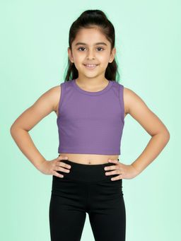KiddoPanti - Purple Solid Crop Top