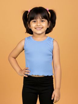 KiddoPanti - Blue Solid Crop Top