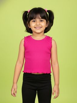 KiddoPanti - Pink Solid Crop Top