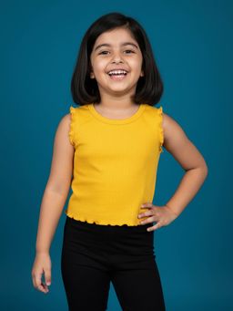 KiddoPanti - Yellow Solid Crop Top