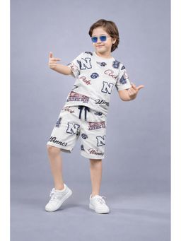 PLUM TREE - Ivory Printed T-Shirt and Shorts