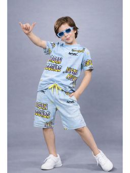 PLUM TREE - Blue Printed T-Shirt and Shorts