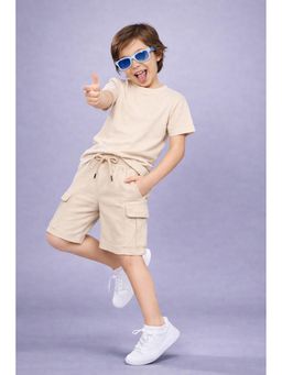 PLUM TREE - Beige Solid Shorts