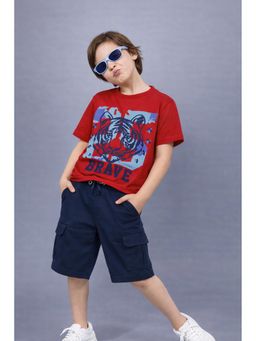 PLUM TREE - Multi-Color Printed T-Shirt and Shorts