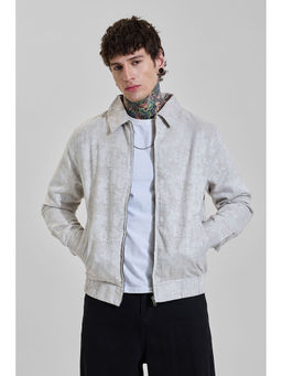 Snitch - Men Grey Textured Bomber Jacket
