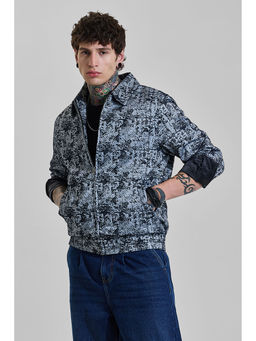 Snitch - Men Grey Textured Bomber Jacket