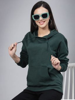 Style Quotient - Women Green Hooded Oversized Sweatshirt