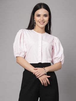 Style Quotient - Women Solid Pink Polycotton Regular Formal Shirt