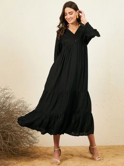 Carlton London - Women Casual Black Colour Maxi Solid Dress