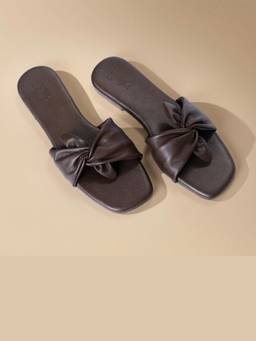 Gaya India - Women Brown Nola Bow Flat