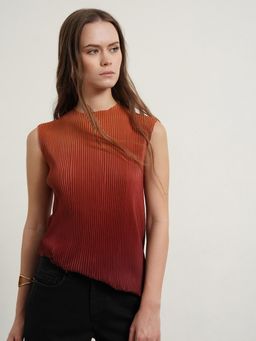 FABLE STREET - Ombre Pleated Top - Brown
