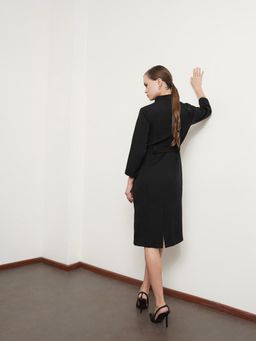 FABLE STREET - Black Panelled Sheath Dress with Belt (Set of 2)