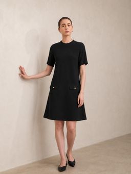 FABLE STREET - Black Knitted Shift Dress