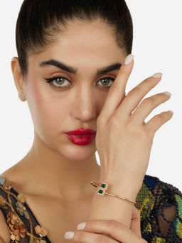 Zaveri Pearls - Green Cubic Zirconia Contemporary Cuff