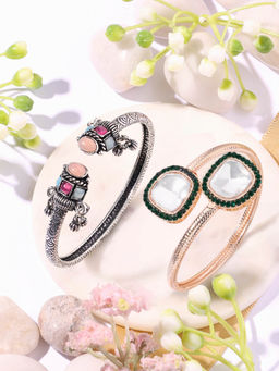 Zaveri Pearls - Multi-Color Dazzling Stones Fusion Wear Cuff Set of 2