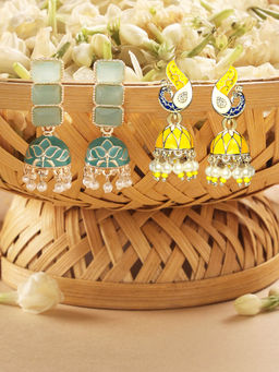 Zaveri Pearls - Multi-Color Meenakari Jhumki Earrings