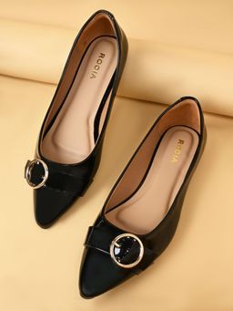 ROCIA - Black Women Buckled Patent Ballerina