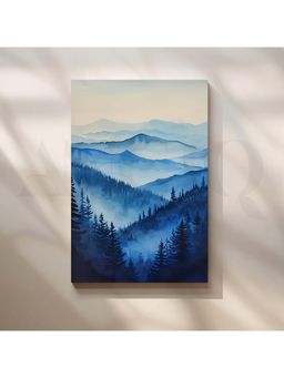 Anciq - Indigo Mountain Mist Canvas Painting for Living Room/Bedroom