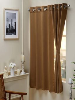 NEELA HOME - Blackout Window Curtains, Plain, Room Darkening, Gold (Pack Of 2)