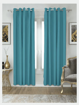 NEELA HOME - Blackout Window Curtains, Plain, Room Darkening, Blue (Pack Of 2)