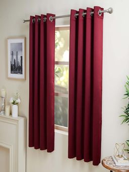 NEELA HOME - Blackout Window Curtains, Plain, Room Darkening, Maroon (Pack Of 2)