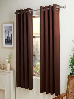 NEELA HOME - Blackout Window Curtains, Plain, Room Darkening, Brown (Pack Of 2)