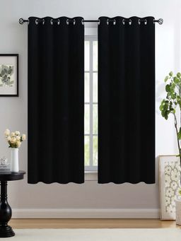 NEELA HOME - Blackout Window Curtains, Plain, Room Darkening, Black (Pack Of 2)