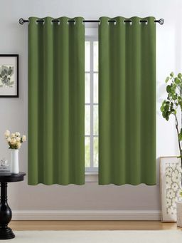 NEELA HOME - Blackout Window Curtains, Plain, Room Darkening, Green (Pack Of 2)