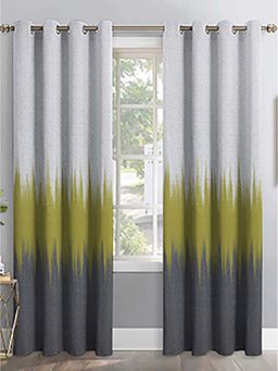 NEELA HOME - Geometric Print Door Curtains With Eyelet, Multicolour (Pack Of 2) (7 Feet)