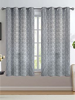 NEELA HOME - Polyester Abstract Print Window Curtains With Eyelet - Grey (Pack Of 2)