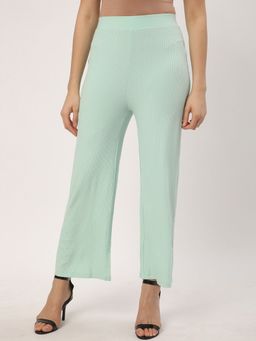 R&B - Green Solid Plain Viscose Rayon Pant