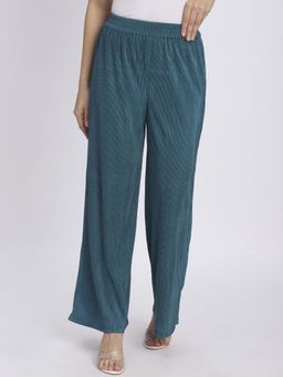R&B - Teal Textured Polyester Pant