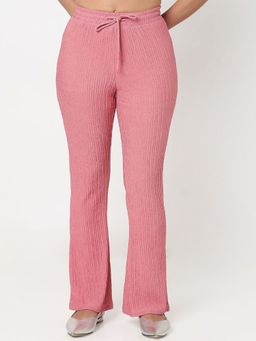 R&B - Pink Textured Polyester Pant