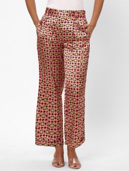 R&B - Pink Floral Polyester Pant
