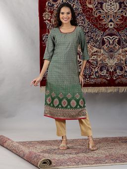 Aurelia - Green Printed Straight Kurta