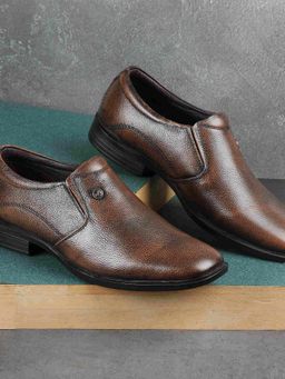 Metro - Men Tan Formal Slip On Loafers