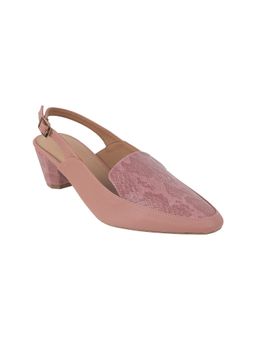 Mochi - Women Peach Casual Slip On Mules Heels