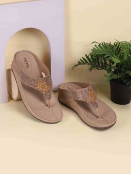 Metro - Women Beige Casual Wedges Heels