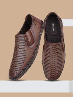 EZOK - Tan Leather Slip On Casual Loafers