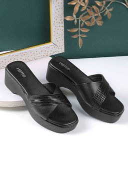 Metro - Women Black Casual Platform Heels